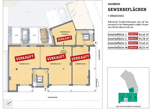 St. Martinus Quartier - Grundriss Erdgeschoss Gewerbeflächen