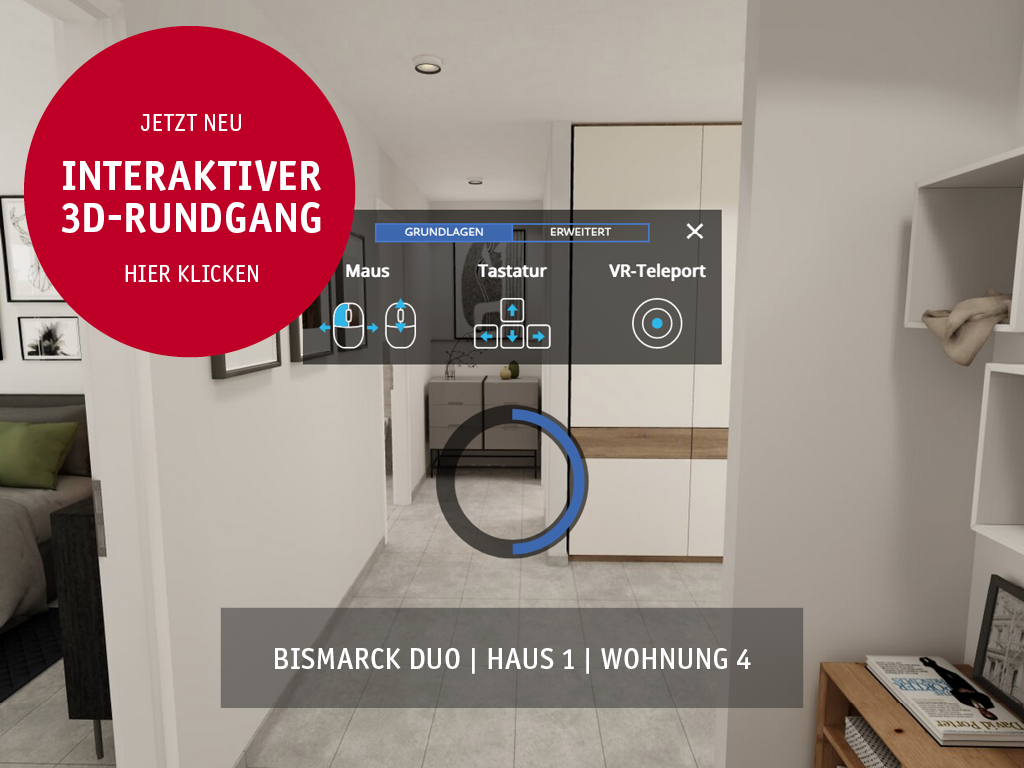 Interaktiver 3D-Rundgang Bismarck Duo | Haus 1 | Wohnung 4